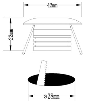 24V Shelf down light dimensions